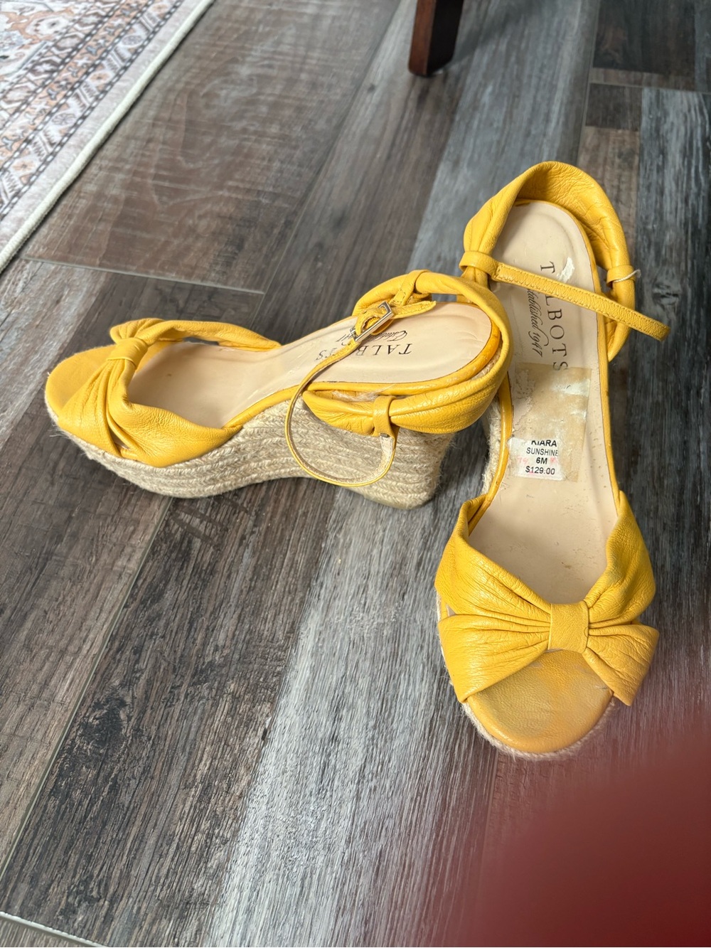 Talbots Yellow Bow Espadrille Wedge Sandals - Picture 3 of 6